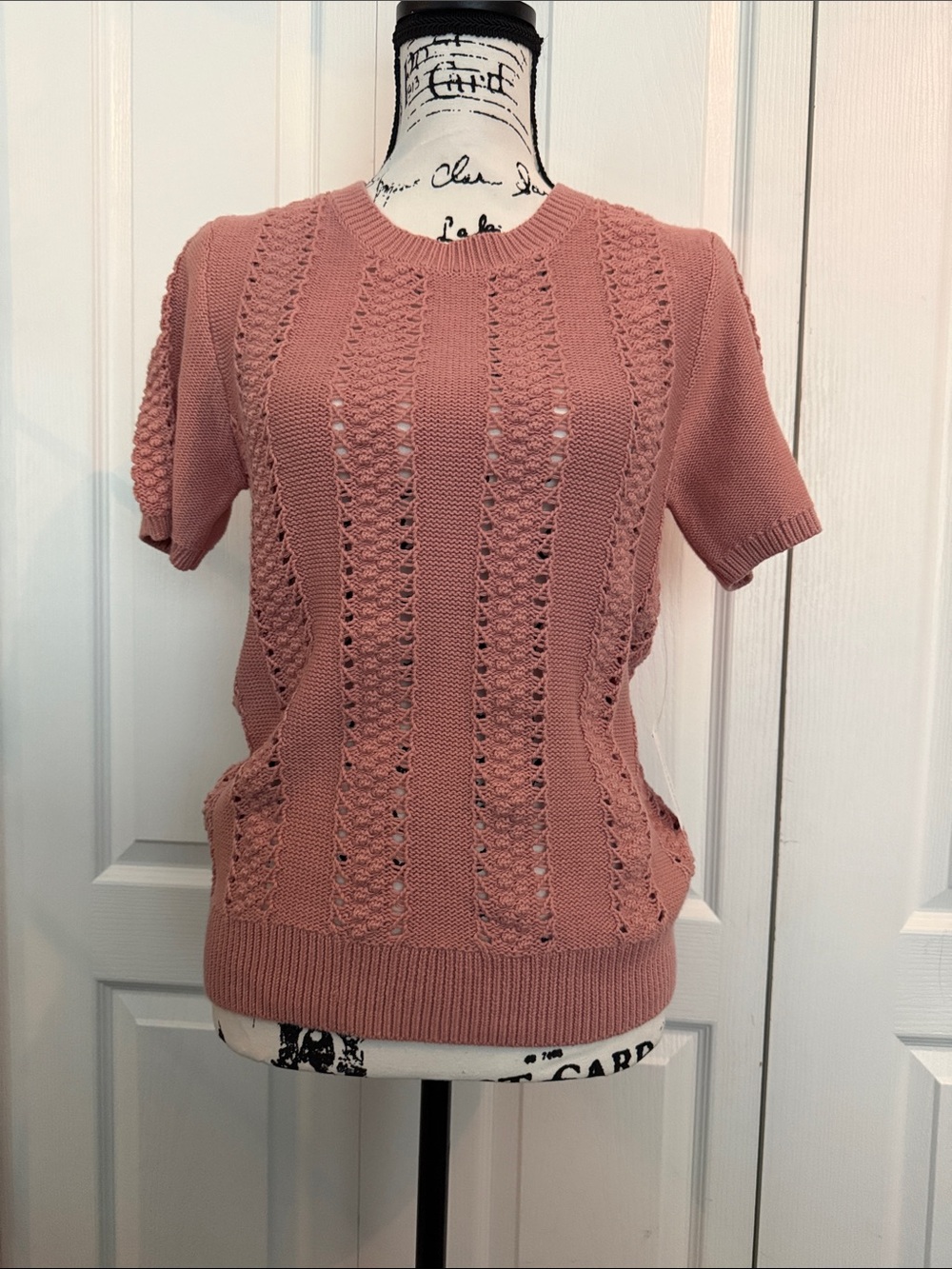 Lucky Brand Dusty Rose Knit Short-Sleeve Sweater